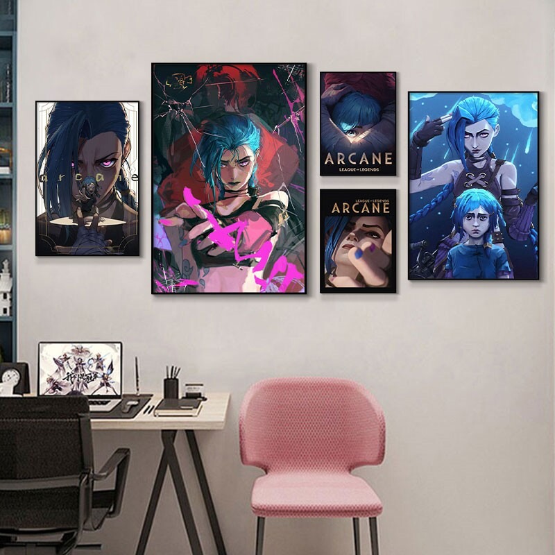 Esports Gaming Room - Poster Close-Up Arcane Jinx Tanpa Bingkai,