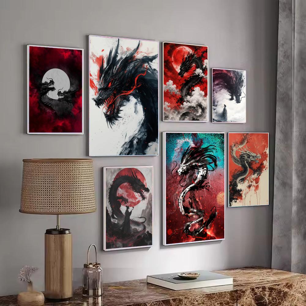 Poster Naga Hitam Lukisan Stik - Esports Gaming Room ulasan dan harga