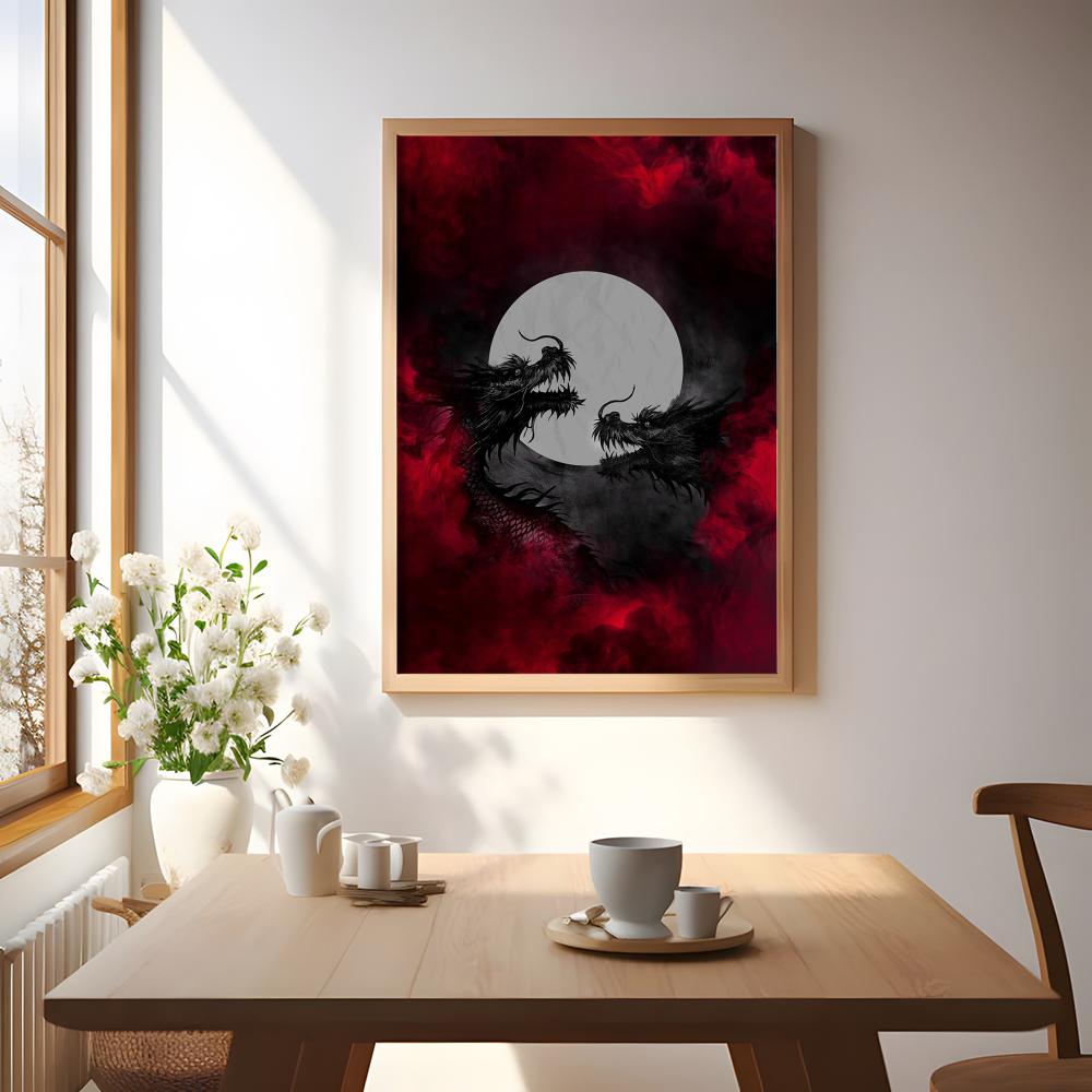 Poster Naga Hitam Lukisan Stik - Esports Gaming Room ulasan dan harga