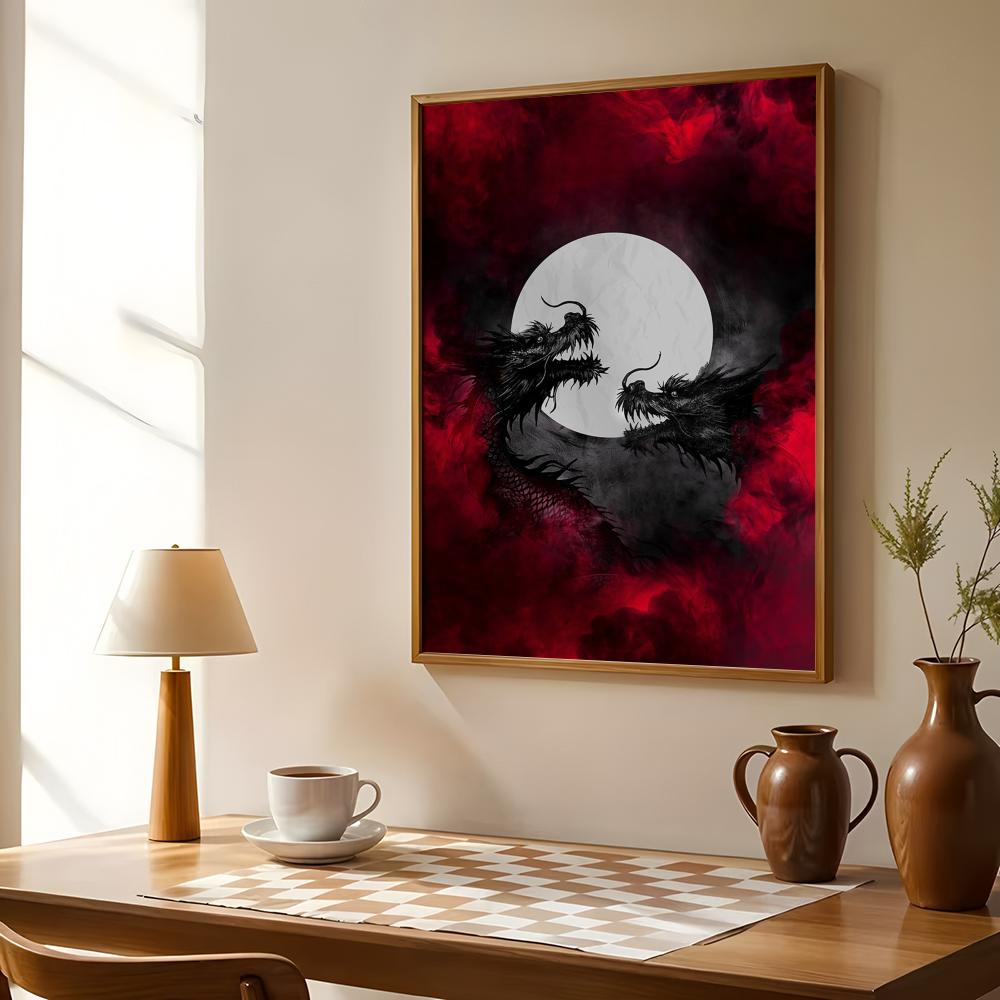 Poster Naga Hitam Lukisan Stik - Esports Gaming Room ulasan dan harga