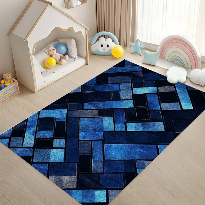 Karpet Geometris Biru Nordik A - Esports Gaming Room ulasan dan harga